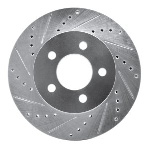 Jeep Liberty Brake Rotor (1) - Front Left - R1 Concepts - Drilled & Slotted - Silver - `02-`07